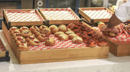 bakery products on the counter