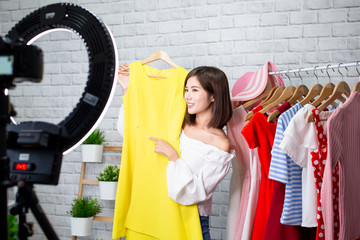 woman sell clothes in livestreaming