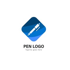 Pen logo template design. Pen logo with modern frame vector design