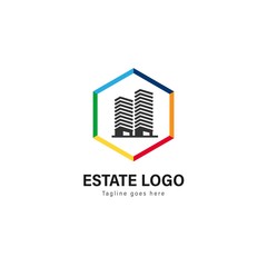 Real estate logo template design. Real estate logo with modern frame vector design