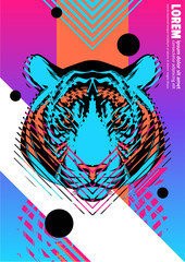 Cover with design of tiger's head. Applicable for Banners, Placards, Posters, Flyers and Banner Designs. 