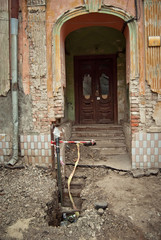 The street of the city is torn down. Construction and laying of pipelines and sewerage. Chernivtsi,...