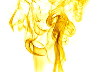 Yellow smoke on white background