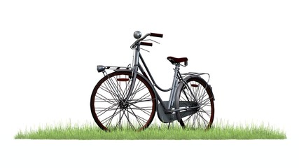 Fototapeta na wymiar bicycle in green grass - separated on white background