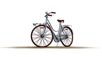 bicycle on a sand floor - separated on white background