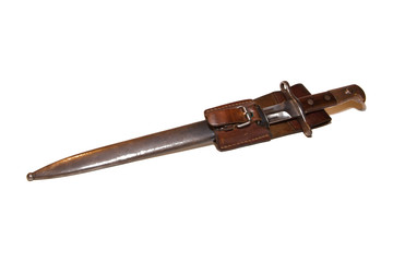 Freigestelltes Bajonett aus dem zweiten Weltkrieg vor weissem Hintergrund