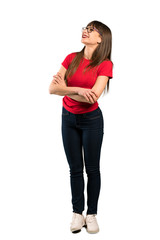 Fototapeta premium Full-length shot of Woman with glasses Happy and smiling