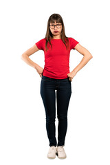 Fototapeta premium Full-length shot of Woman with glasses angry