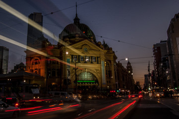 traffic in the city at night, Melbourne, Australia