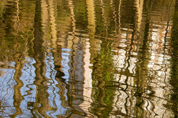 Ripples and reflections on a canal in early evening light providing an attractive abstract image