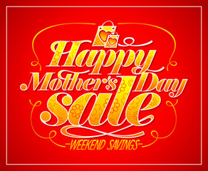 Happy Mother's day sale vector poster concept, weekend savings