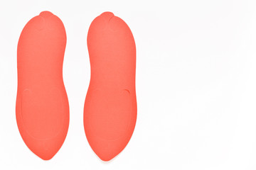 red disposable pedicure Slippers on white background isolated