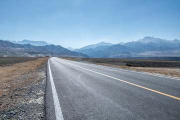 Highway across the Grand Canyon, Xinjiang, China 