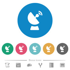 Satellite dish flat round icons