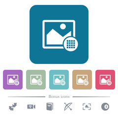 Image color palette flat icons on color rounded square backgrounds