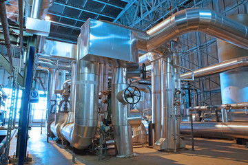 Industrial Steel pipelines, valves, cables and walkways