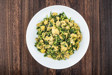 Spring seasonal vegetables, gourmet, fragrant scrambled eggs