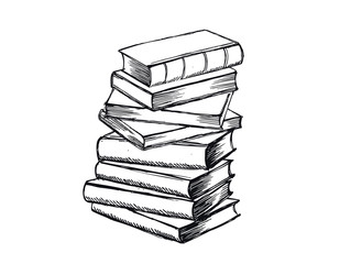 Book vector. Hand drawn illustration in sketch style.