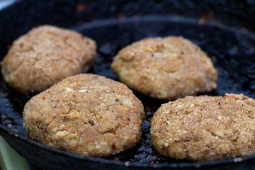 cutlets fried in a pan