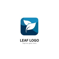 Leaf logo template design. Leaf logo with modern frame vector design