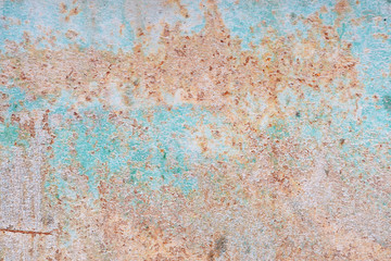 Green color rusty iron background texture close up