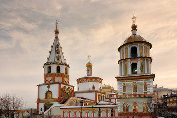 Fototapeta na wymiar View of the Cathedral of the Epiphany, Irkutsk, Russia