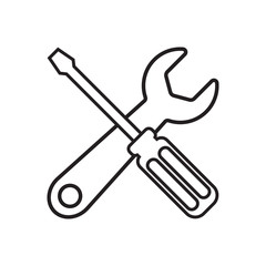 Line icon tools isolated on white background. Vector illustration.