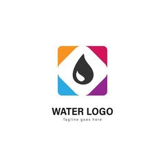 Water logo template design. Water logo with modern frame vector design