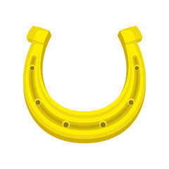 Golden horseshoe for good luck on white background.