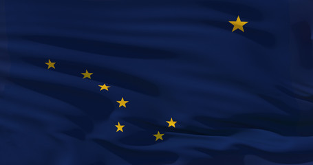 Alaska flag on silk texture, United States of America. High quality detailed 3d illustration