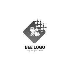 Bee logo template design. Bee logo with modern frame