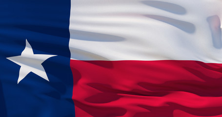 Texas state waving flag, United States of America. 3d illustration