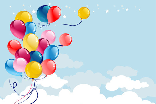 Multicolored balloons card