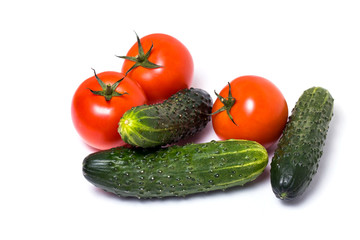 Ripe vegetables isolated on white background