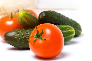 Ripe vegetables isolated on white background