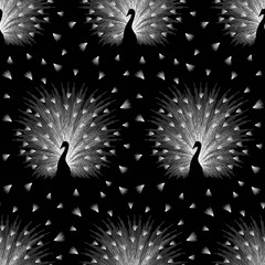 Peacock seamless vector pattern