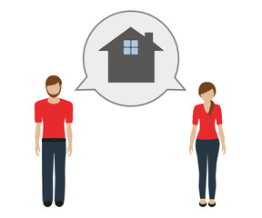 man and woman talk about house vector illustration EPS10