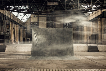 Stoffhintergrund in Lagerhalle