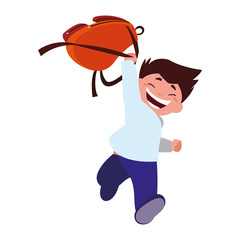 happy little schoolboy with schoolbag character