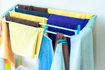 Rag on the clothesline.  Object for cleaning