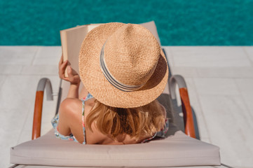 female book reading in summer vacation