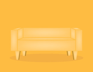 Yellow sofa vector illustration, furniture or interior element for the house in a flat style
