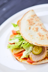 sandwich wrap with meat and vegetables