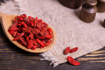 Portion of ried Goji Berries ( Wolfberry)