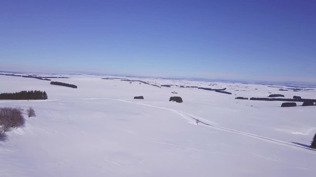 Paysage hiver plateau de l'Aubrac drone