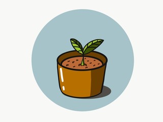 Green Plant in Clay Pot on the Backgrounds,Illustration Vector isolated