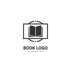 Book logo template design. Book logo with modern frame vector design