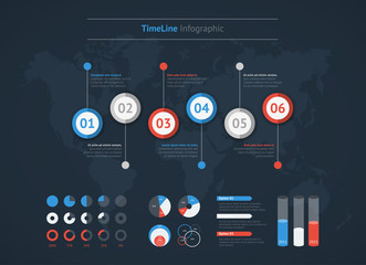 Timeline vector infographic. World map