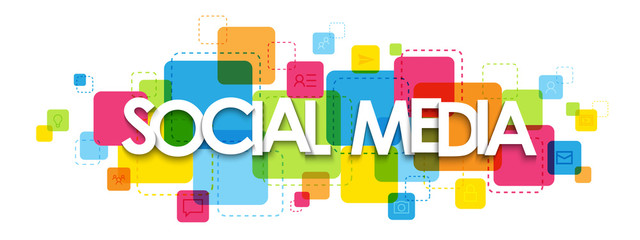 SOCIAL MEDIA colorful typography banner