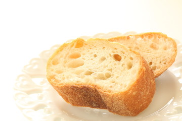 French bread on dish with copy space